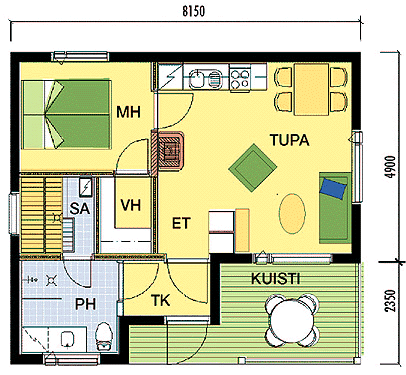финский проект дома площадь 49,5 m2